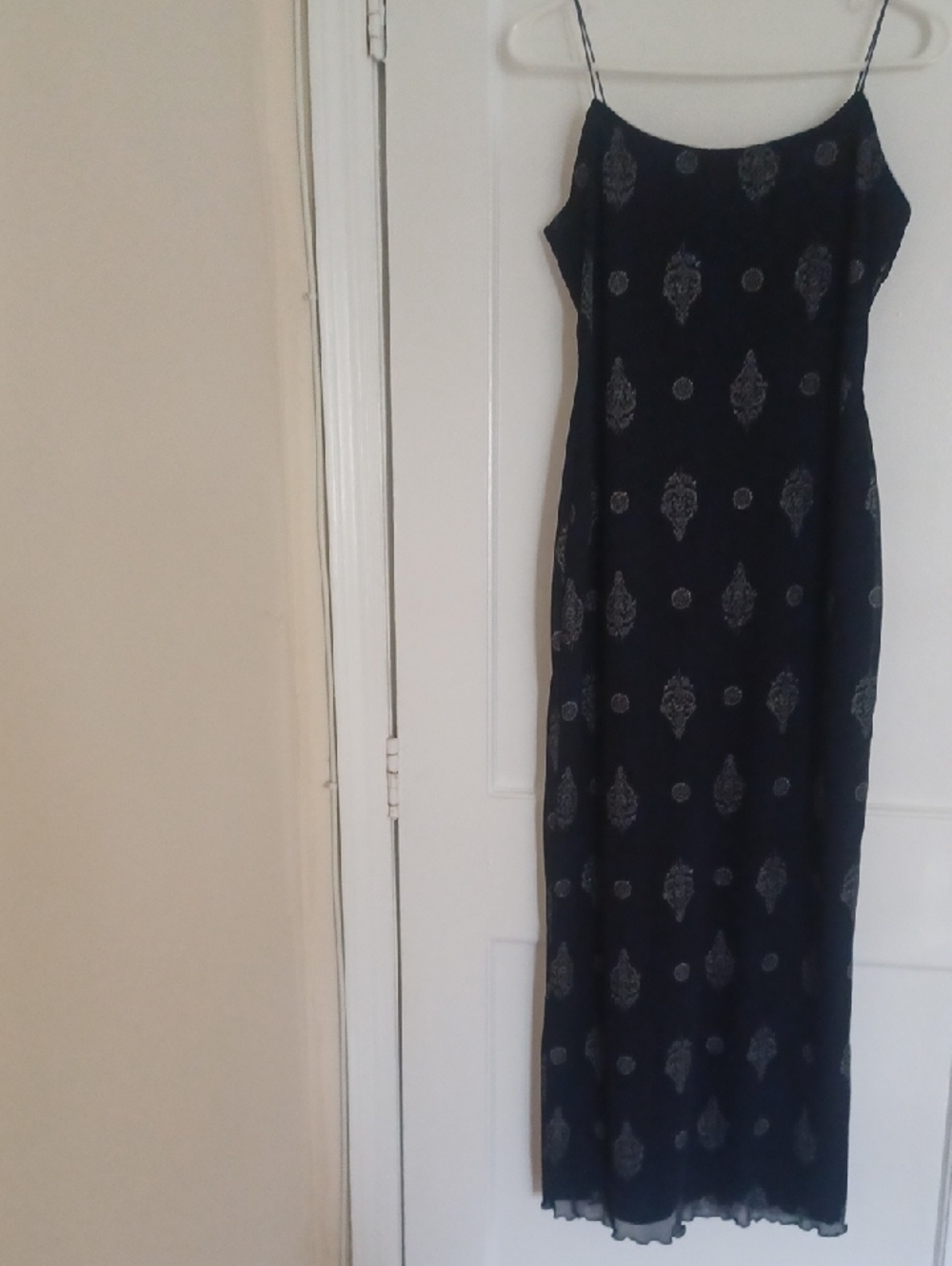 Women's Black Patterned Slip Maxi Dress